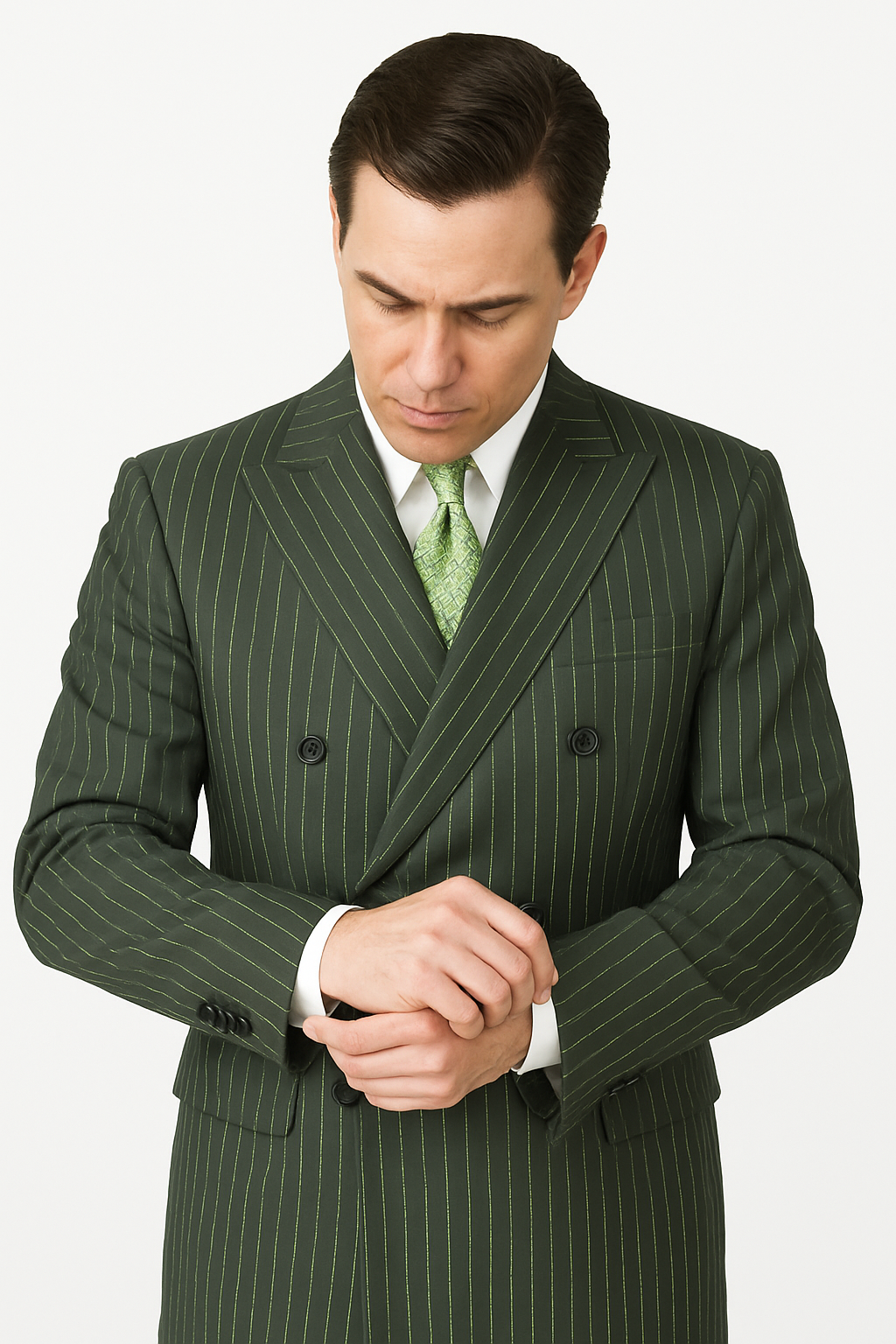 Mens Double Breasted Gangster Pinstripe Suit in Charcoal Grey