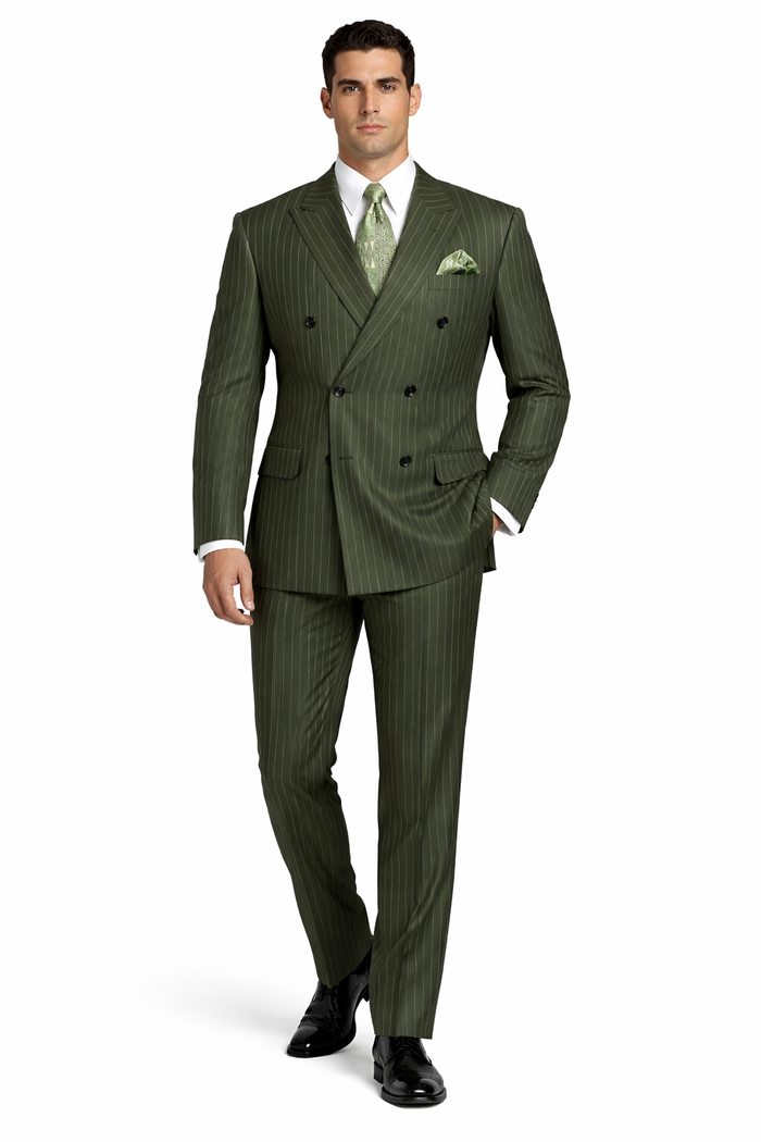 Mens Double Breasted Gangster Pinstripe Suit in Charcoal Grey