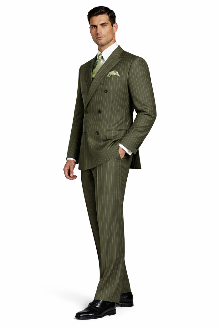 Mens Double Breasted Gangster Pinstripe Suit in Charcoal Grey