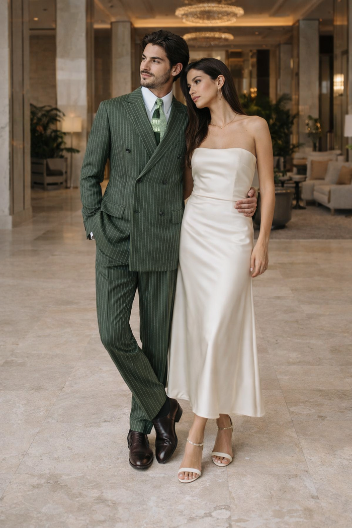 Mens Double Breasted Gangster Pinstripe Suit in Charcoal Grey