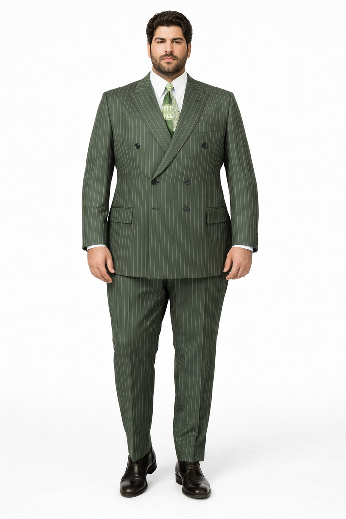 Mens Double Breasted Gangster Pinstripe Suit in Charcoal Grey