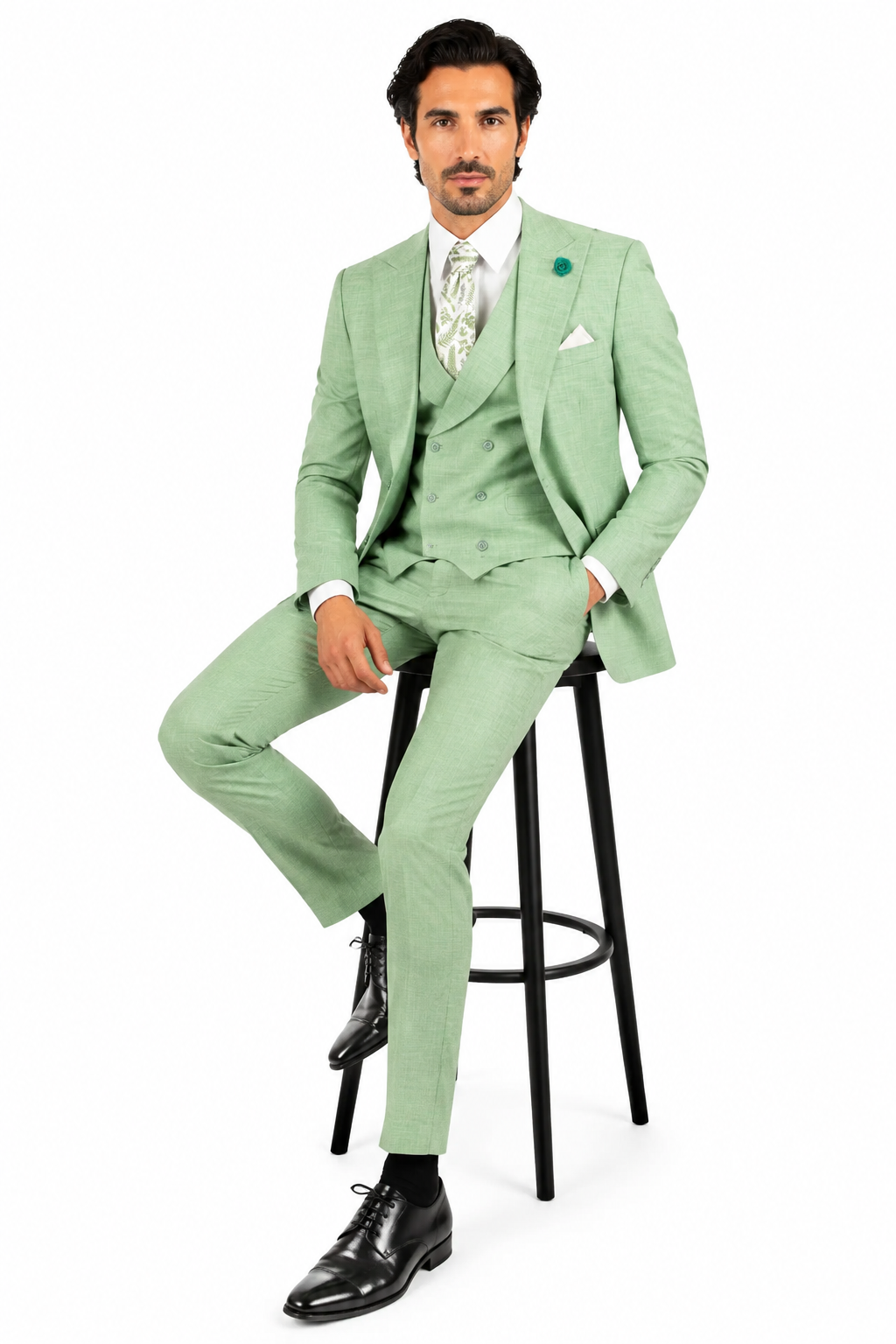 Mens Easter Suit - Jacket and Pants in Summer Color Light Green Modern Fit Light Weight