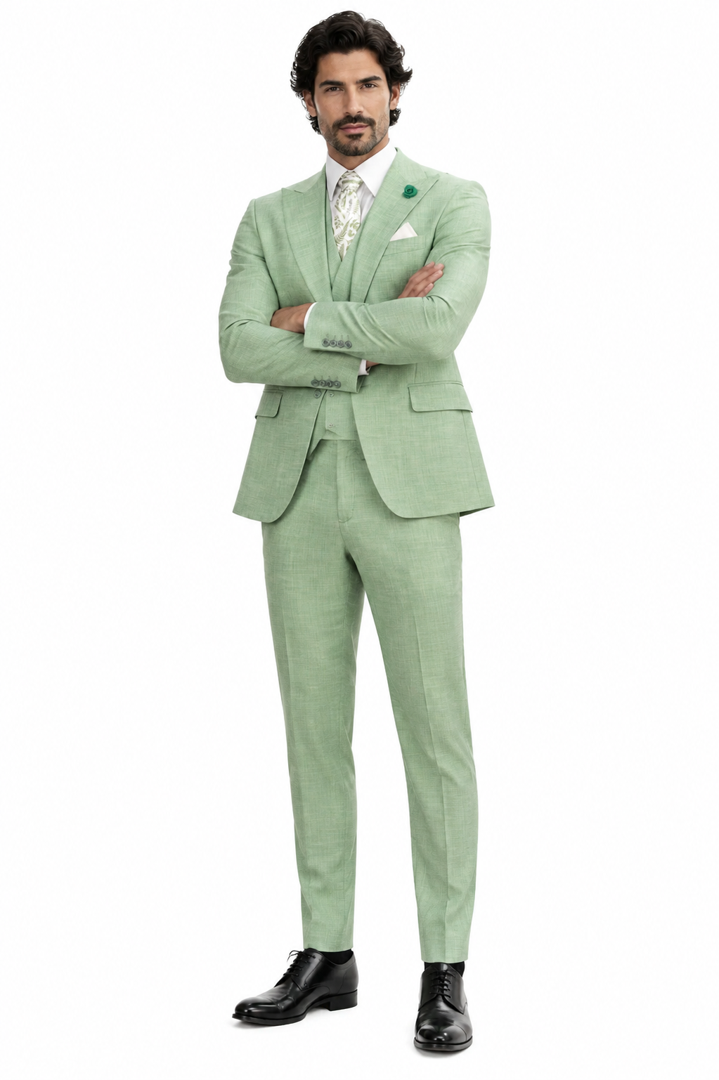 Mens Easter Suit - Jacket and Pants in Summer Color Light Green Modern Fit Light Weight