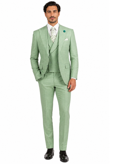 Mens Easter Suit - Jacket and Pants in Summer Color Light Green Modern Fit Light Weight