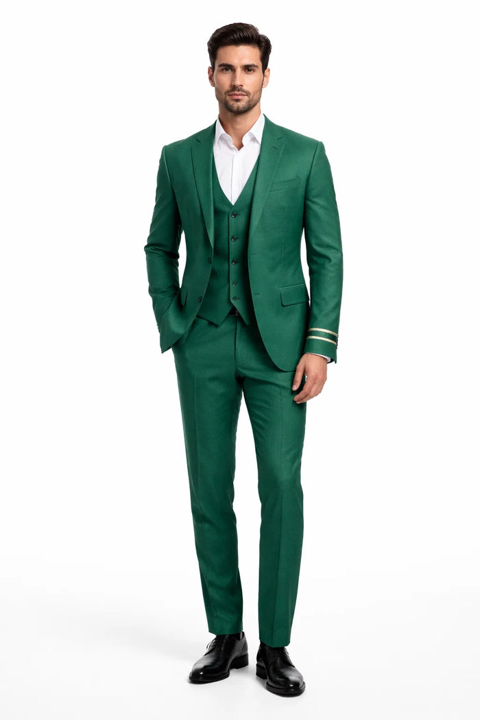 Mens Emerald Green 3-Piece Suit  Slim Fit Wedding and Formal Suit by Alberto Nardoni