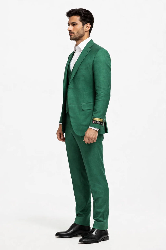 Mens Emerald Green 3-Piece Suit  Slim Fit Wedding and Formal Suit by Alberto Nardoni