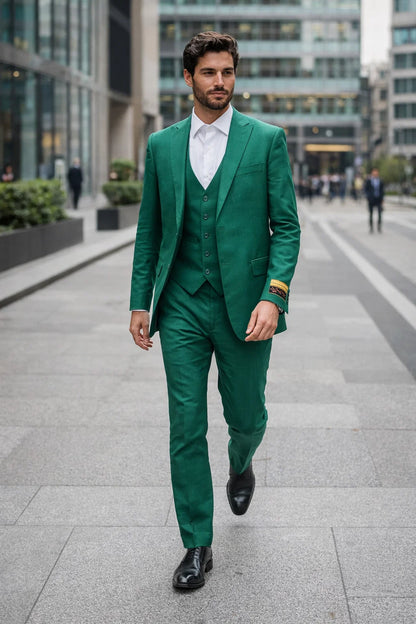 Mens Emerald Green 3-Piece Suit  Slim Fit Wedding and Formal Suit by Alberto Nardoni