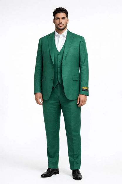Mens Emerald Green 3-Piece Suit  Slim Fit Wedding and Formal Suit by Alberto Nardoni