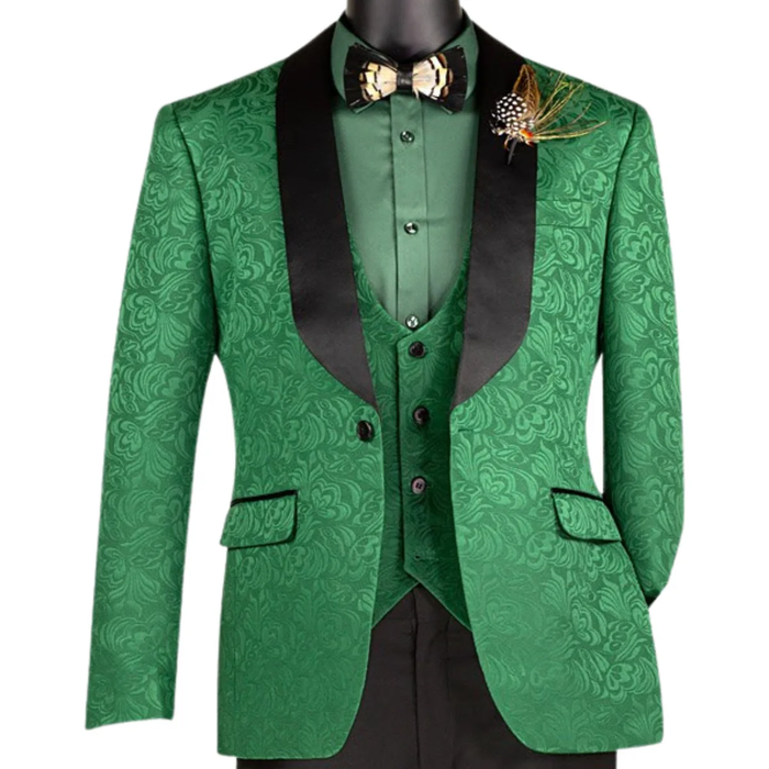Men's Emerald Green Jacquard Tuxedo Suit