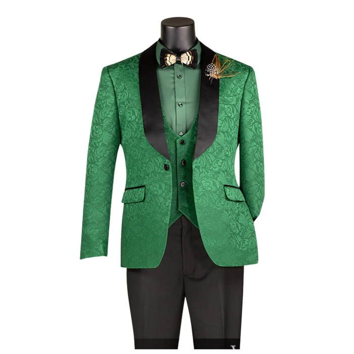 Men's Emerald Green Jacquard Tuxedo Suit