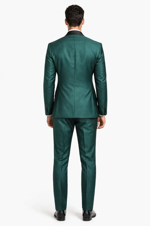 Mens Emerald Green Tuxedo with Black Satin Shawl Lapel  3 Piece Formal Suit with Vest