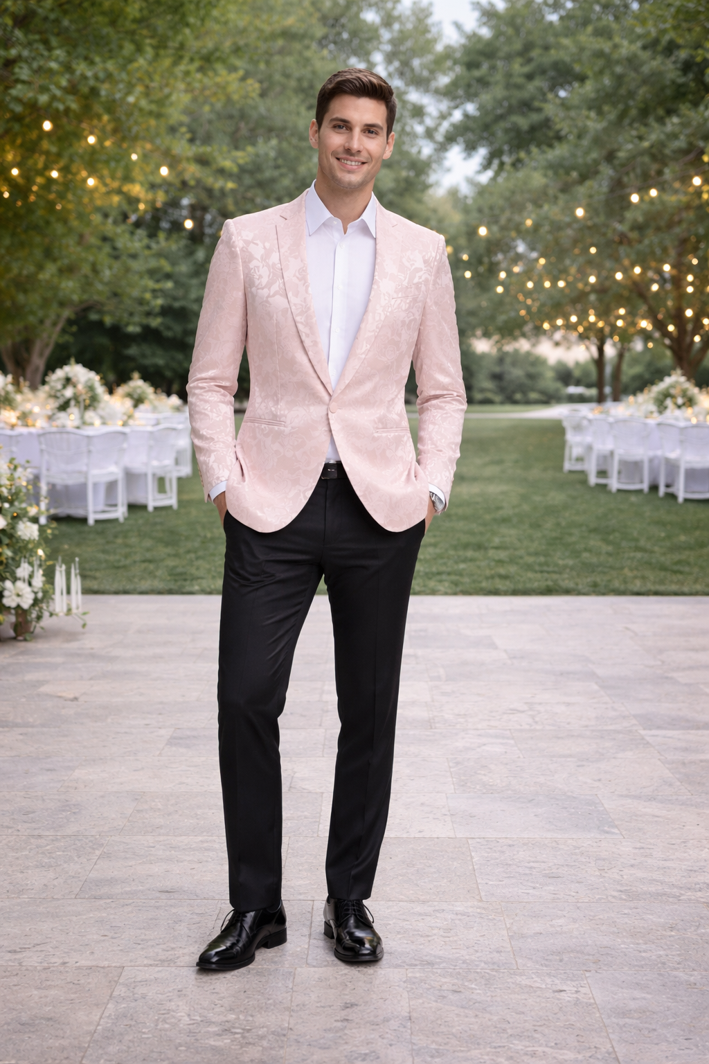 Mens Empire Prom Blazer in Pink Floral Pattern