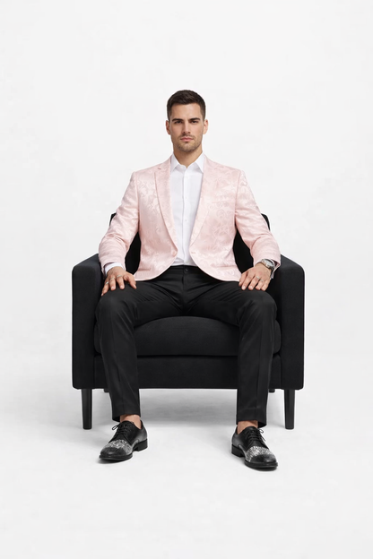 Mens Empire Prom Blazer in Pink Floral Pattern