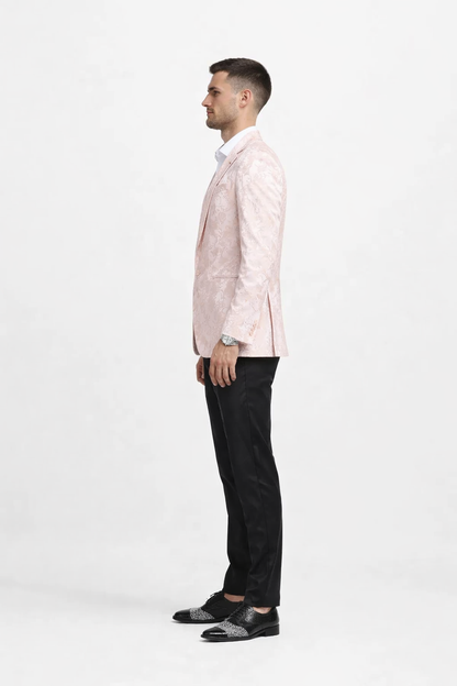 Mens Empire Prom Blazer in Pink Floral Pattern