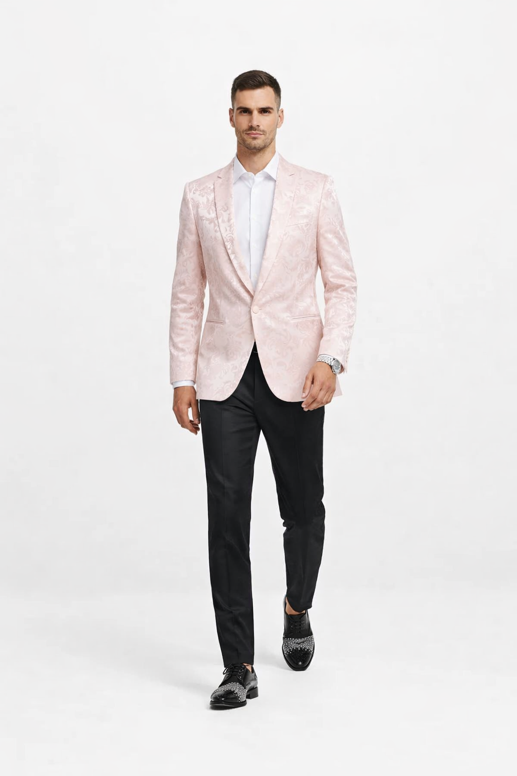 Mens Empire Prom Blazer in Pink Floral Pattern