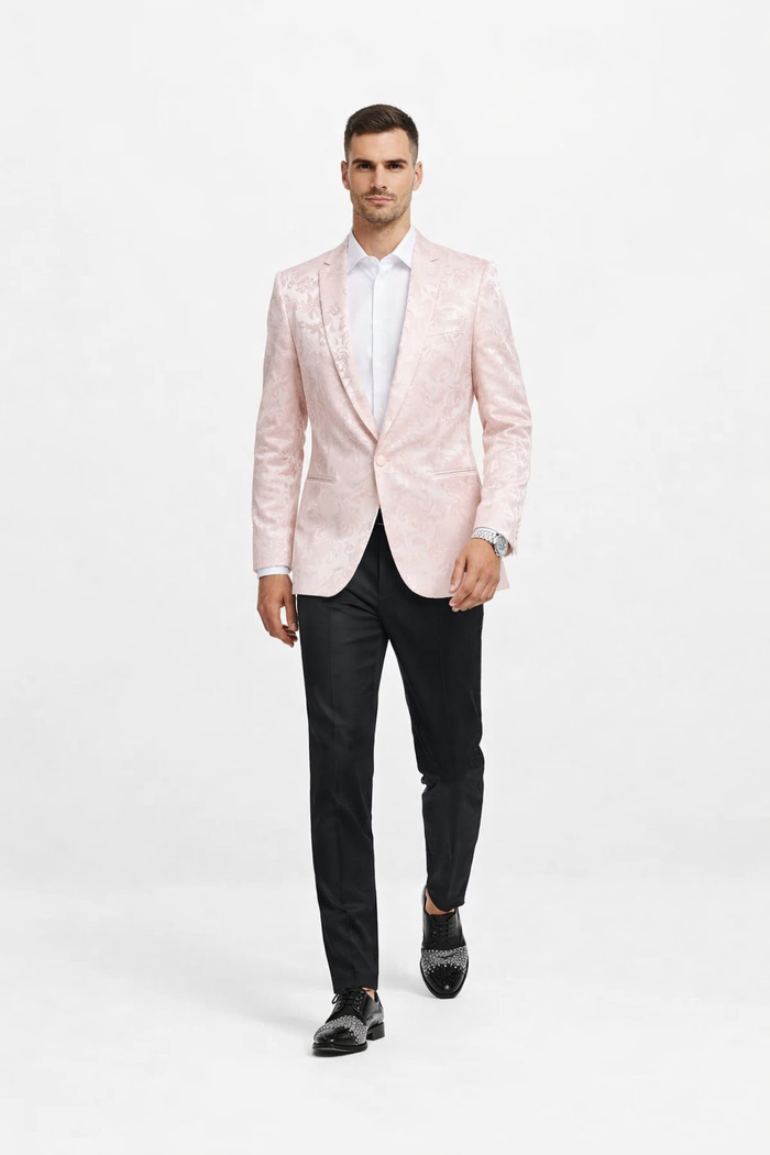 Mens Empire Prom Blazer in Pink Floral Pattern