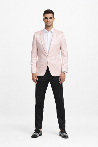 Mens Empire Prom Blazer in Pink Floral Pattern