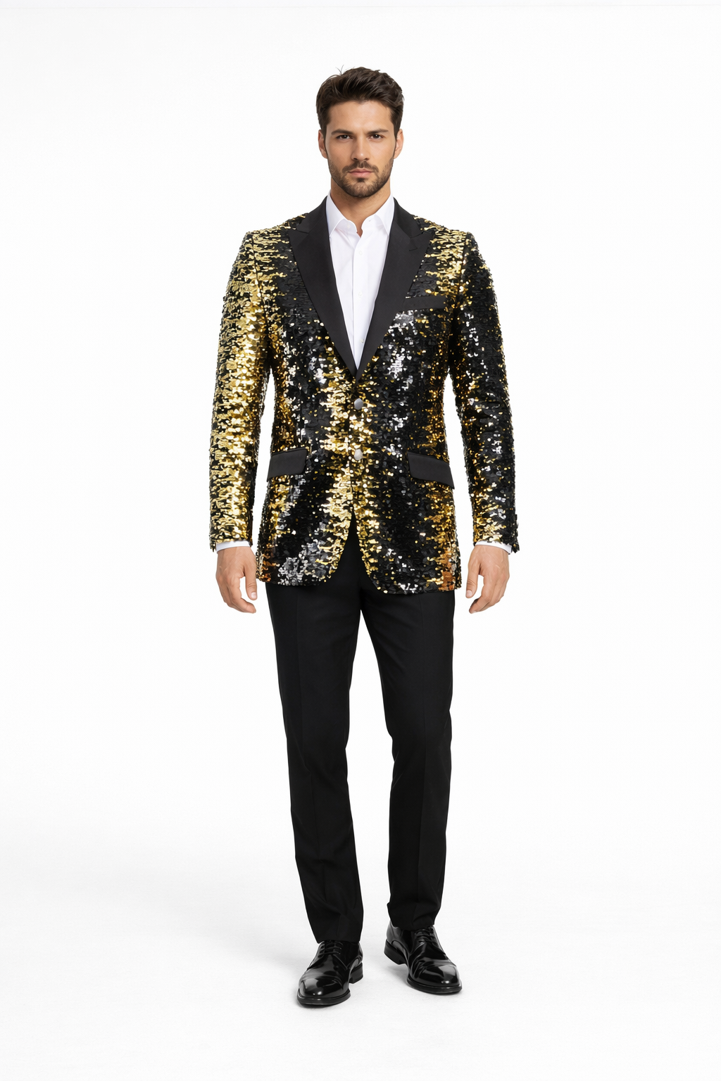 Mens Empire Black & Gold Sequin Blazer