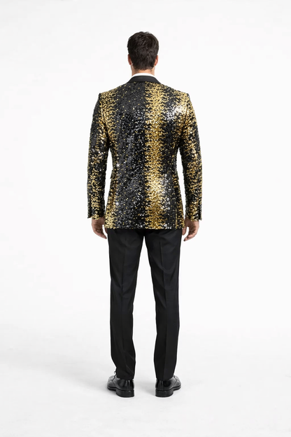 Mens Empire Black & Gold Sequin Blazer