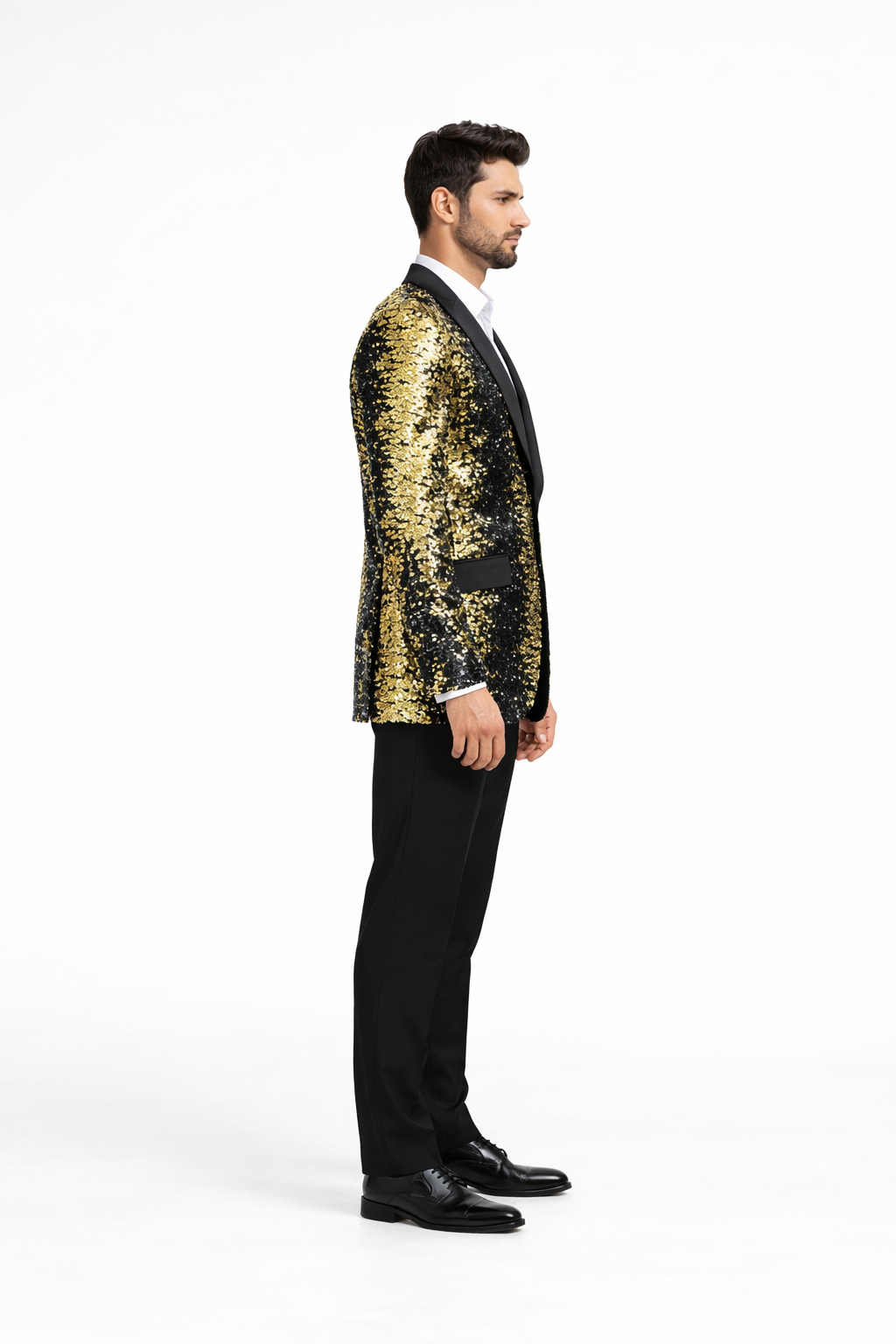 Mens Empire Black & Gold Sequin Blazer