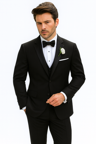 Black Modern Wedding Notch Tuxedo