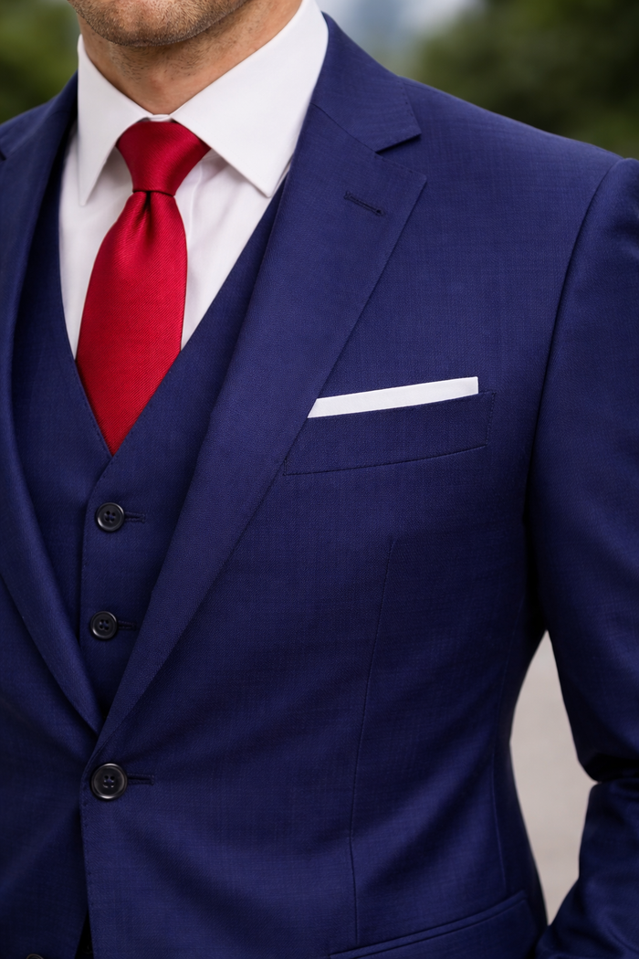 Mens Tiglio Solid Navy Suit – Classic 2 Piece Navy Blue Suit for Wedding, Business & Formal Wear