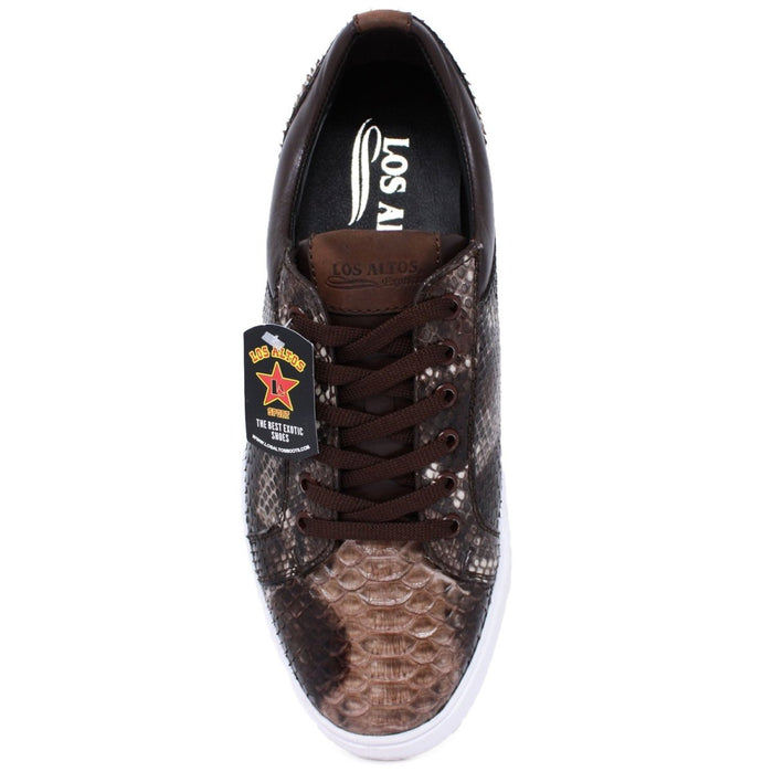Men's Genuine Full Python Skin Sneakers - Rustic Brown