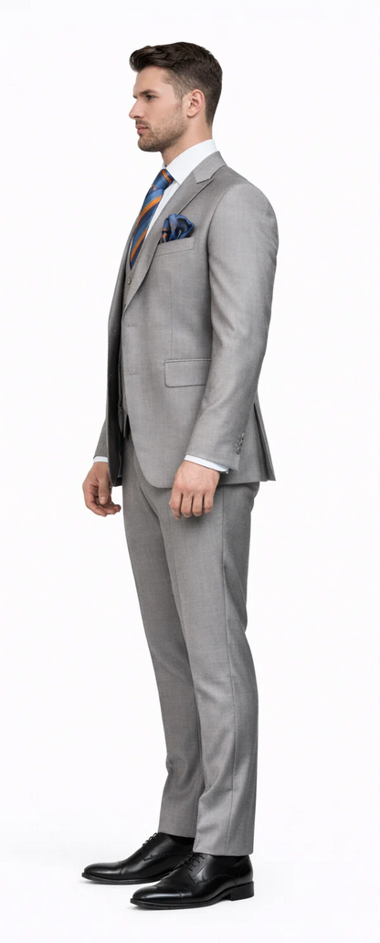 Rossiman Gray Men's Slim-fit Suit Vested Flat Front Pants