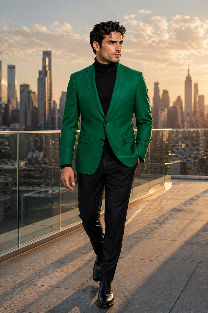 Mens Green Blazer  Stylish Casual and Formal Sport Coat for Parties, Weddings and Events in Emerald Green