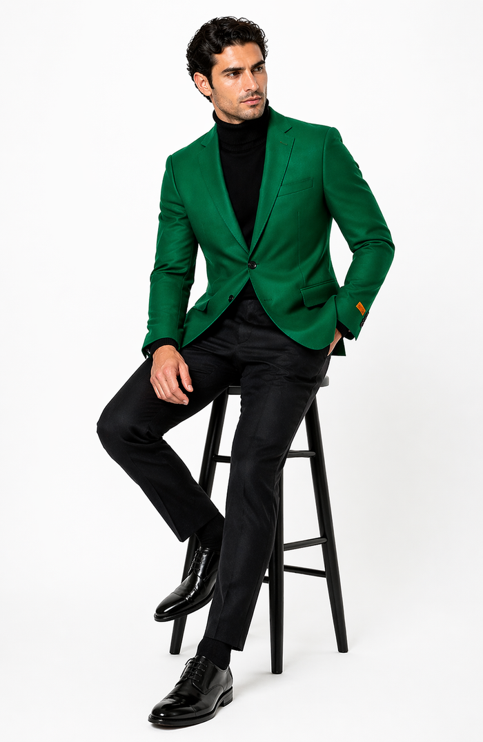 Mens Green Blazer  Stylish Casual and Formal Sport Coat for Parties, Weddings and Events in Emerald Green