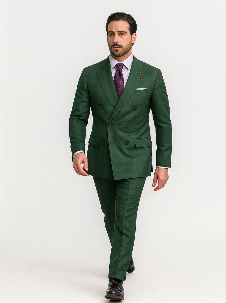 Premium Green Suit with Purple Tie  Stylish Mens Attire