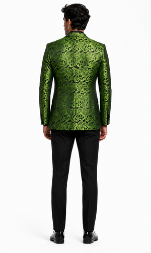 Men's Green Paisley Tuxedo Blazer  Luxury Slim Fit Dinner Jacket for Formal Events