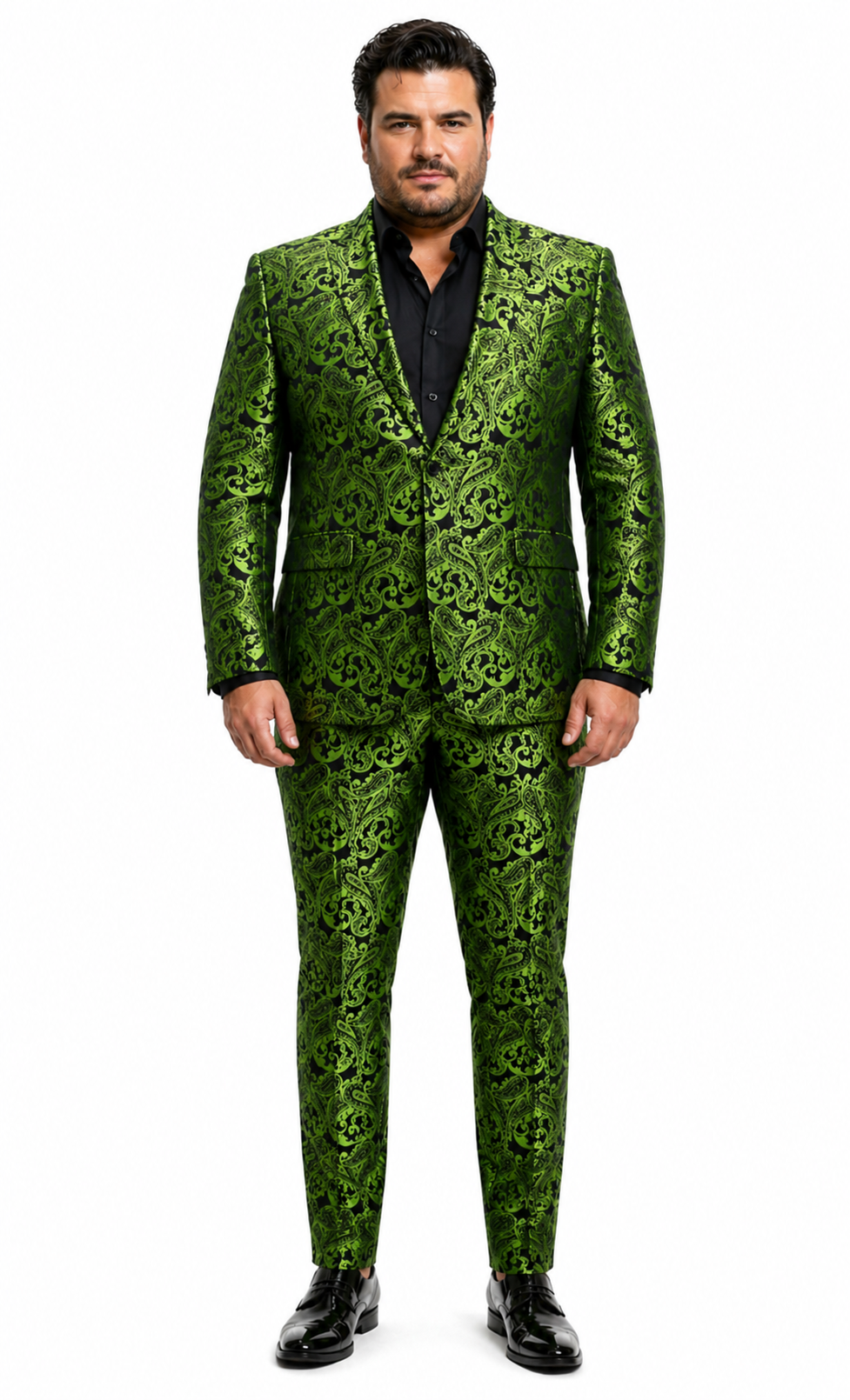 Men's Green Paisley Tuxedo Blazer  Luxury Slim Fit Dinner Jacket for Formal Events