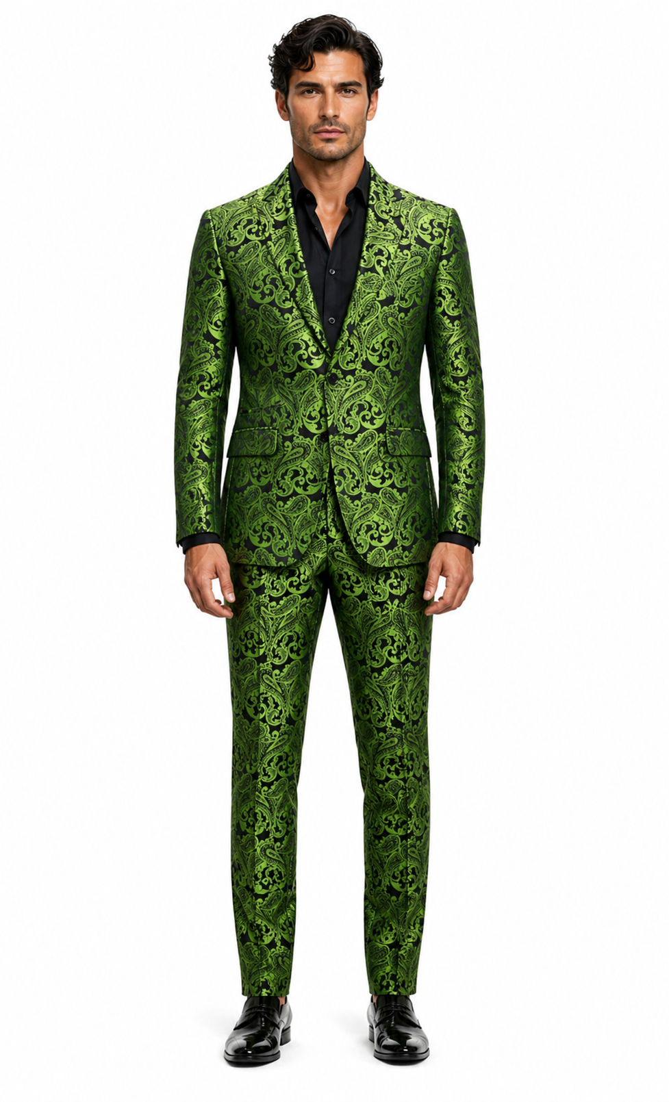 Men's Green Paisley Tuxedo Blazer  Luxury Slim Fit Dinner Jacket for Formal Events