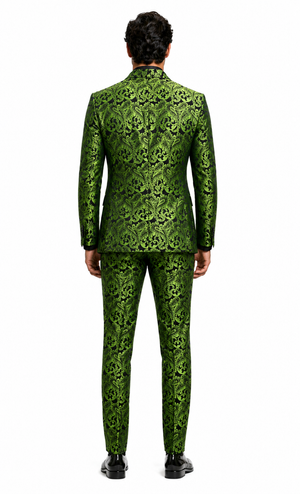 Men's Green Paisley Tuxedo Blazer  Luxury Slim Fit Dinner Jacket for Formal Events