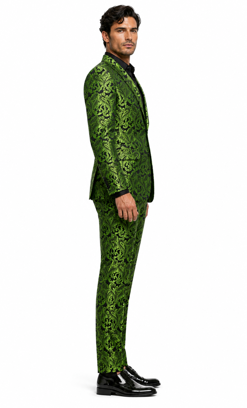 Men's Green Paisley Tuxedo Blazer  Luxury Slim Fit Dinner Jacket for Formal Events