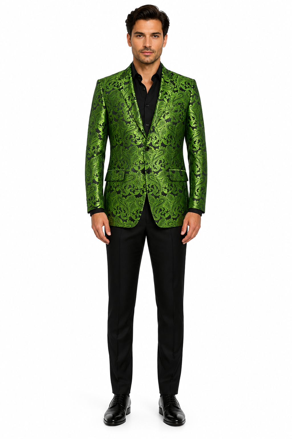 Men's Green Paisley Tuxedo Blazer  Luxury Slim Fit Dinner Jacket for Formal Events