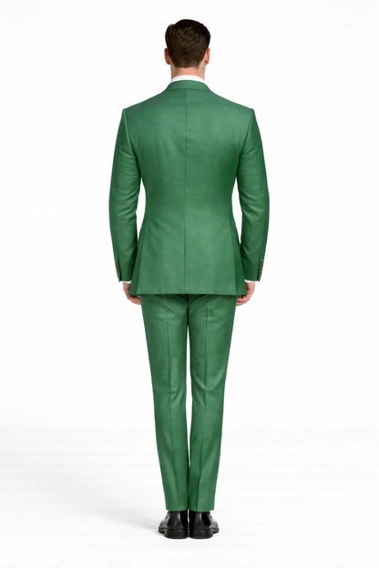 Men??s Green Slim Fit Suit by Rossiman ?? Stylish Double-Breasted Vest & Flat Front Pants