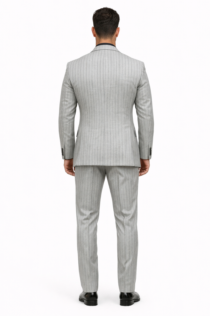 Men's Grey and Black Pinstripe Three-Piece Suit 1920s Suit Gangster Stripe Vintage Look