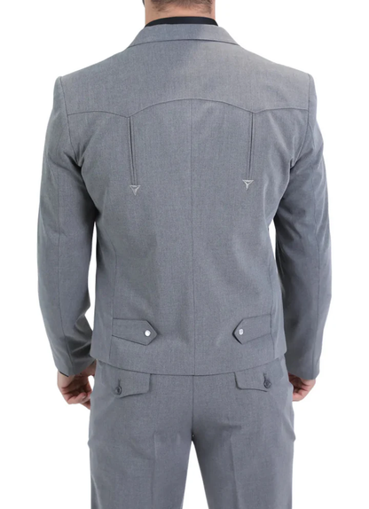 Men’s Grey Western Suit Set – Classic 2 Piece Formal Suit for Weddings, Business