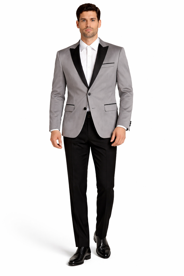 Men's Grey Velvet Tuxedo Jacket with Black Satin Lapel Suit  Mens Blazer  Black Pants