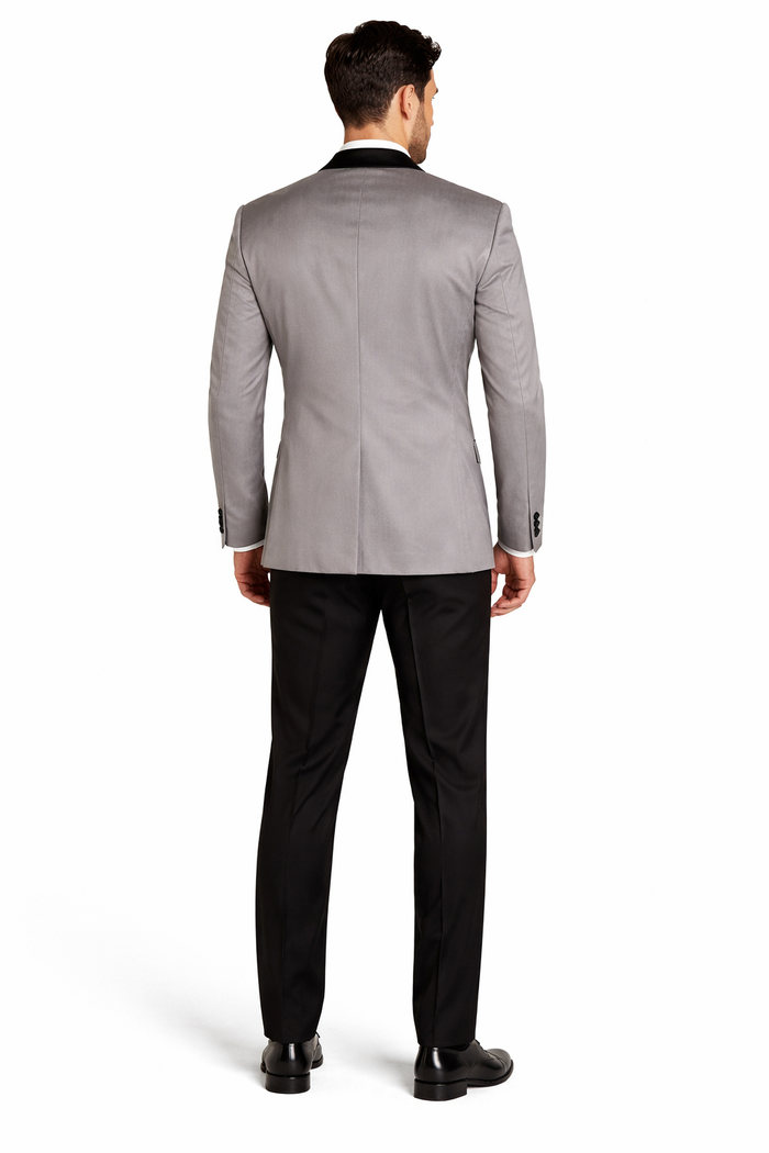 Men's Grey Velvet Tuxedo Jacket with Black Satin Lapel Suit  Mens Blazer  Black Pants