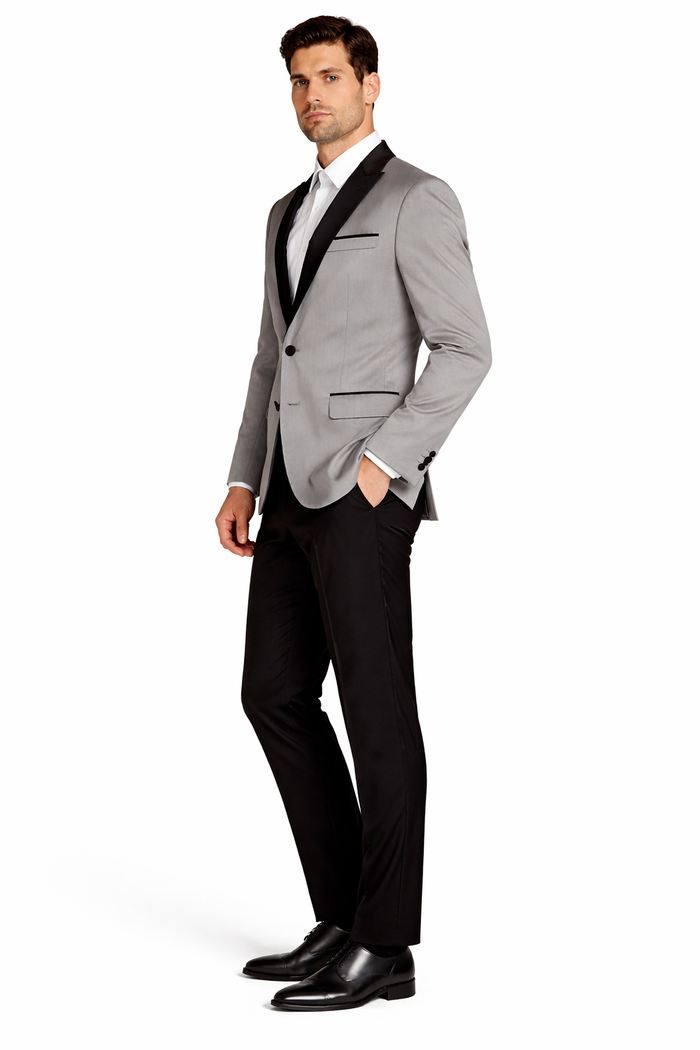 Men's Grey Velvet Tuxedo Jacket with Black Satin Lapel Suit  Mens Blazer  Black Pants