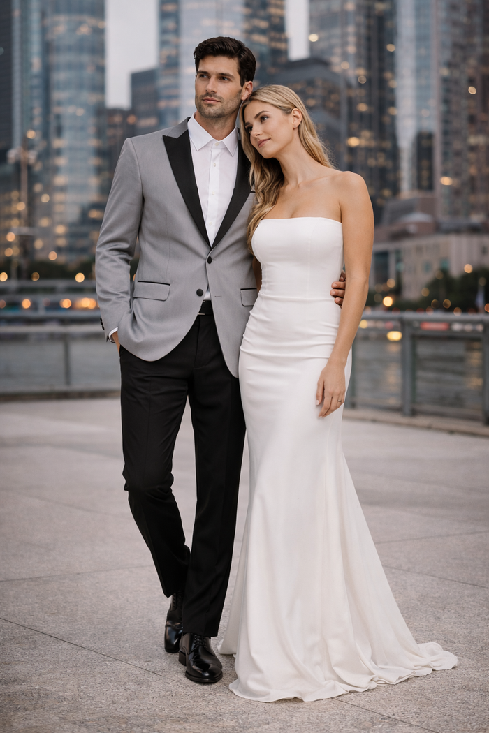 Men's Grey Velvet Tuxedo Jacket with Black Satin Lapel Suit  Mens Blazer  Black Pants