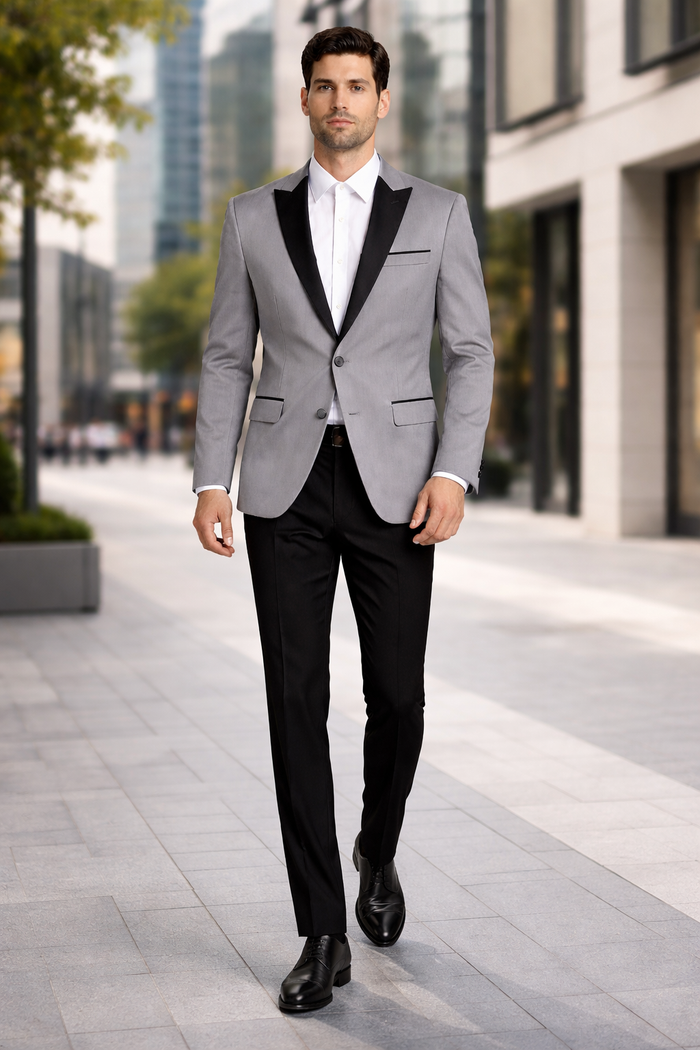 Men's Grey Velvet Tuxedo Jacket with Black Satin Lapel Suit  Mens Blazer  Black Pants