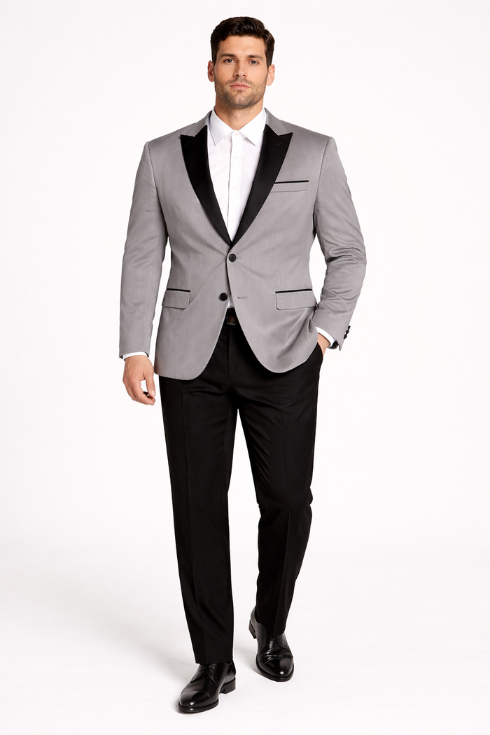 Men's Grey Velvet Tuxedo Jacket with Black Satin Lapel Suit  Mens Blazer  Black Pants