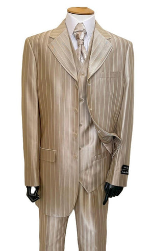 Mens Harlem Gangster Suit 1920s Tan Stripe Fortino 2911V