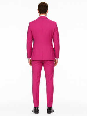 Mens Hot Pink Tuxedo Dinner Jacket  Pants with Shawl Lapel  Slim Fit 2-Piece Suit for Weddings, Proms Suit in Fuchsia Colors