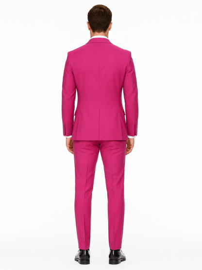 Mens Hot Pink Tuxedo Dinner Jacket  Pants with Shawl Lapel  Slim Fit 2-Piece Suit for Weddings, Proms Suit in Fuchsia Colors