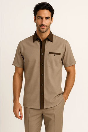 Mens Houndstooth Walking Suit by Dreams by Zacchi  2 Piece Lei sure Set in brown/tan- $99